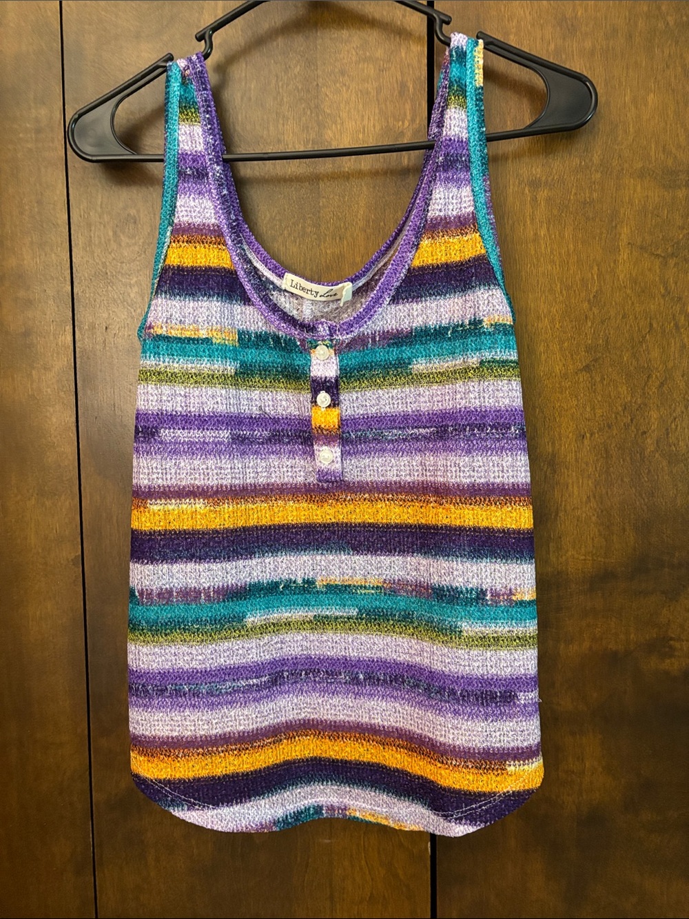 Liberty Love Multicolor Striped Knit Tank with Button Placket